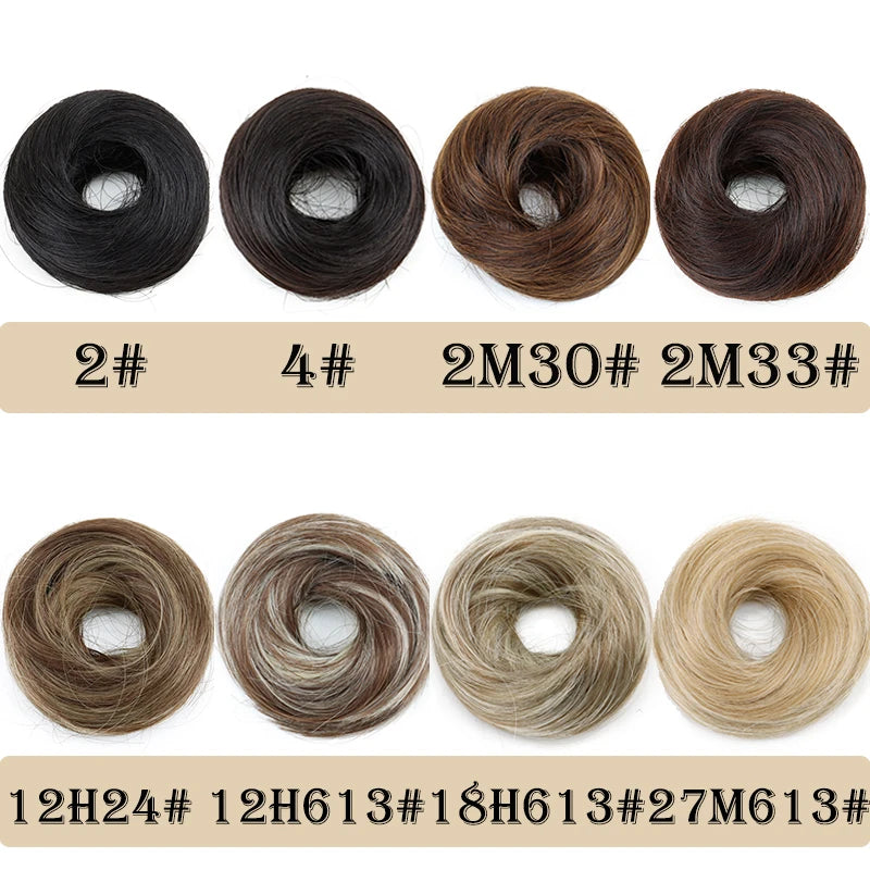 Synthetic Messy Donut Hair Buns, Updo Chignon with Elastic