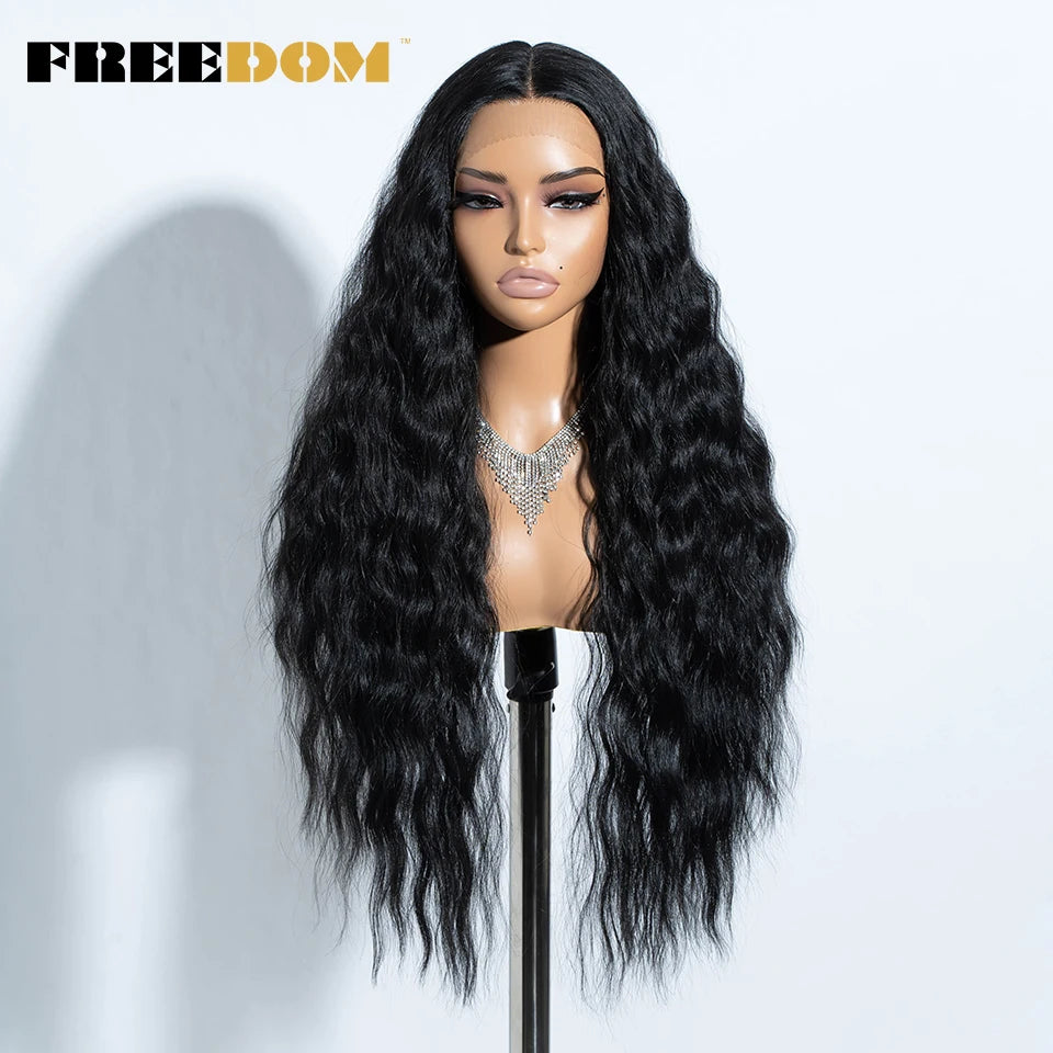 Curly Synthetic Lace Front Wigs Soft Wavy Ombre Blonde Ginger Highlight Cosplay