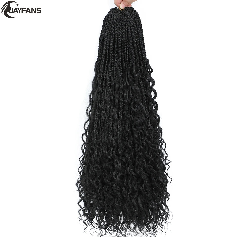 Boho Box Braids Crochet Synthetic Hair Goddess Curly Ends Bohomian
