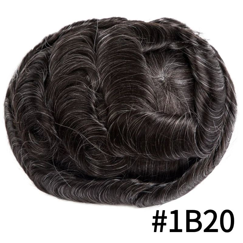 Male Hair Prosthesis Lace PU Base Breathable Natural Hairline Natural Human Hair Toupee Man Wig