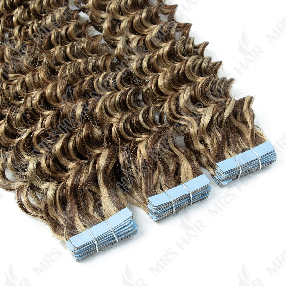 P4-27 Deep Curly Wave Tape in Hair Extensions Human Cuticle Remy 14-24inch