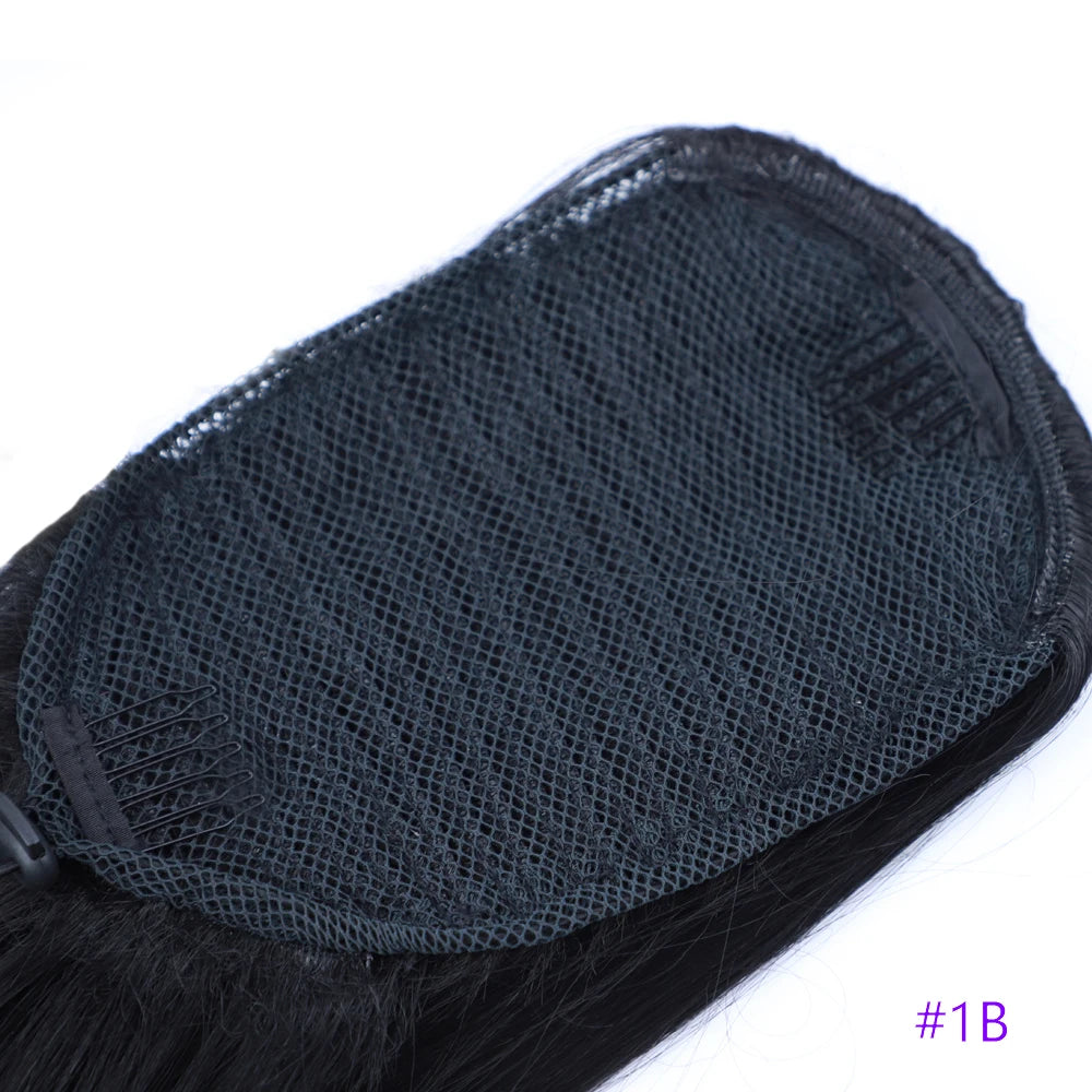 30 Inch Long Straight Ponytail Synthetic Drawstring Ponytail Chip-In Hair Extension Straight Pony Tail Fake Hairpiece