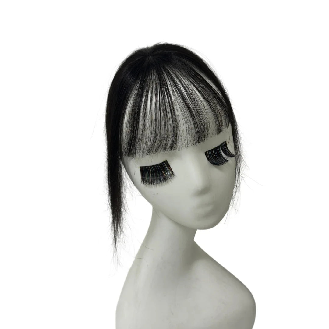 100% Human Hair Bangs Fringe Straight Toppers Wispy Natural Scalp False Loss