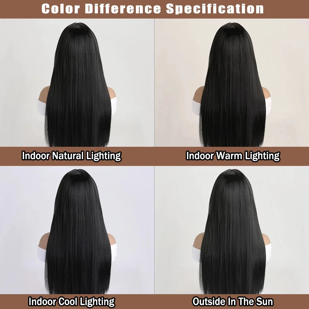 26 Inch Long Straight Synthetic Wig for Halloween Cosplay, High-Temperature Fibre