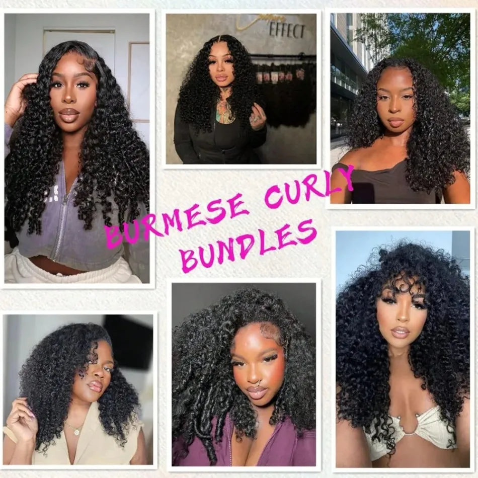 12A Burmese Curly Human Hair Bundles Water Wave Virgin Weave Extensions Ends