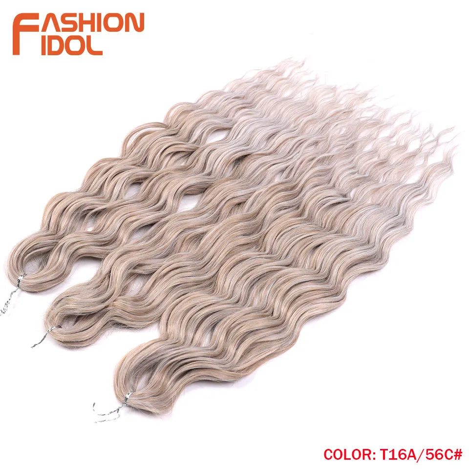 Loose Deep Wave Synthetic Braiding Hair Extensions - 24 Inch Water Wave, Ombre Blonde Twist Crochet