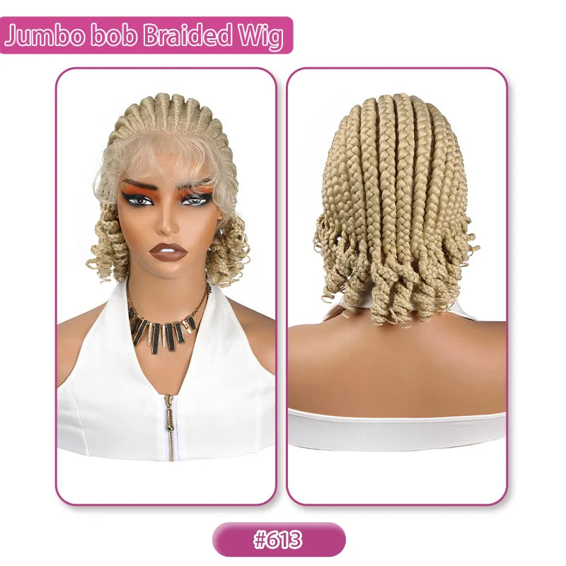 8 Inch Synthetic Short Bob Cornrow Braided Wig with Baby Hair, Knotless Box Braids
