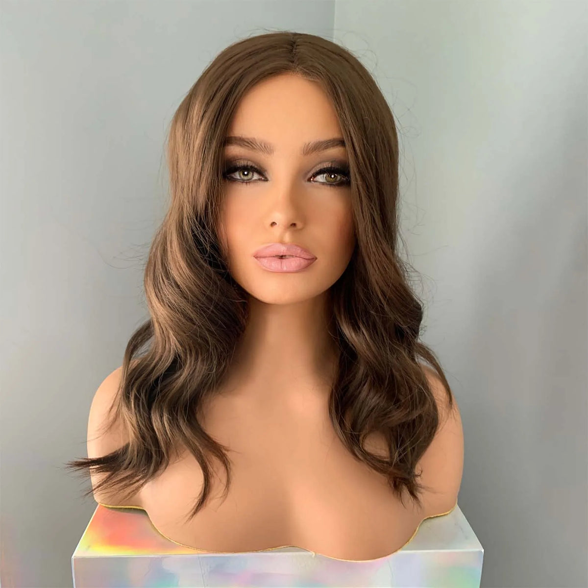Brown Wig Short Wavy Synthetic Lace Front Natural Frontal Chocolate Brunette Hair
