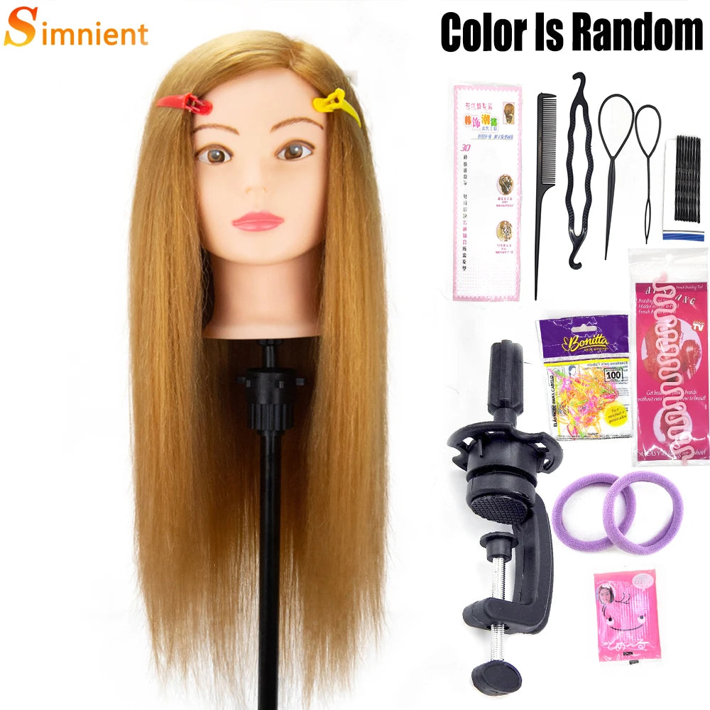 80% Real Hair Doll Head Hairstyle Professional Training Mannequin Styling To Practice