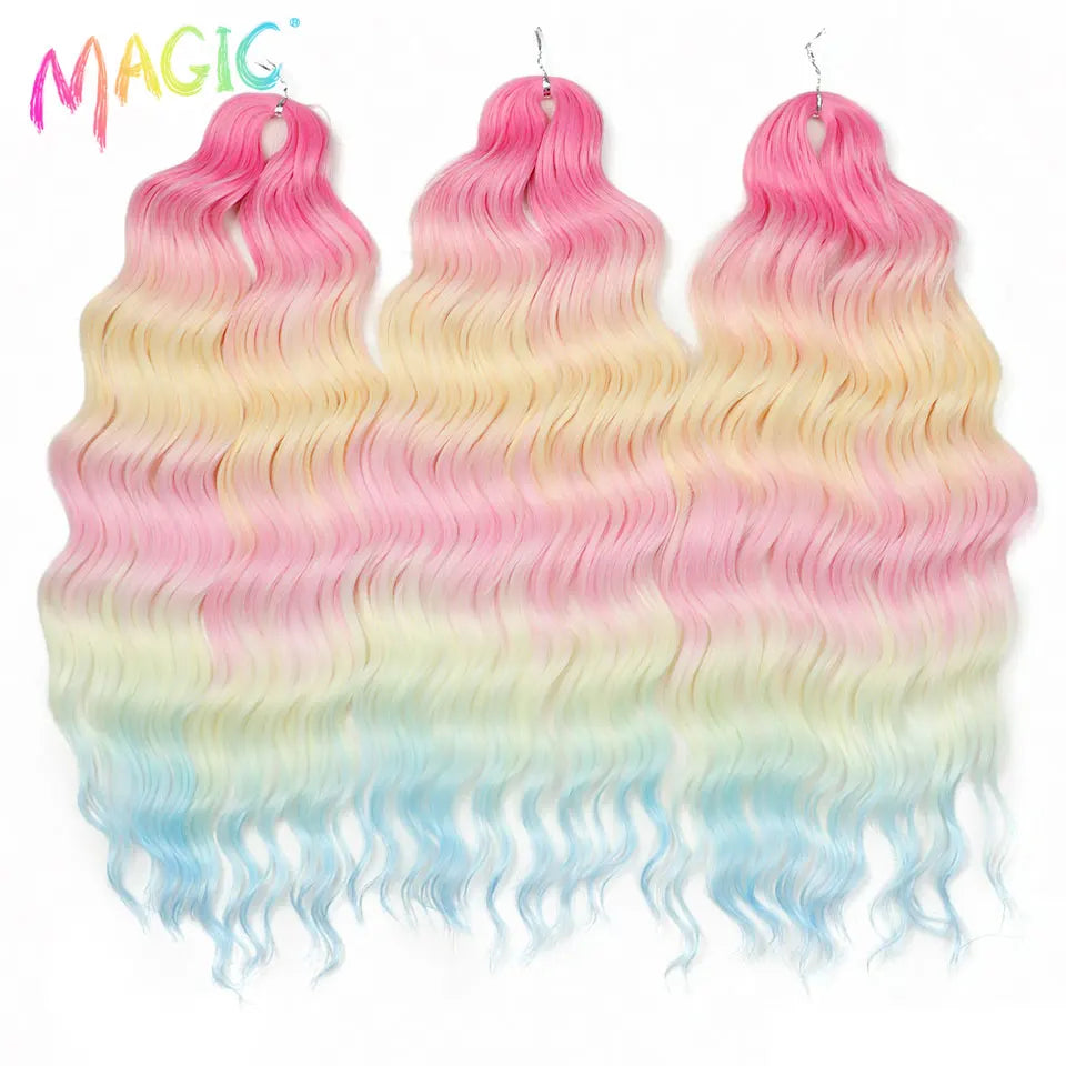 Water Wave Braiding Hair Extensions Ombre Blonde Deep Afro Curl Twist Crochet