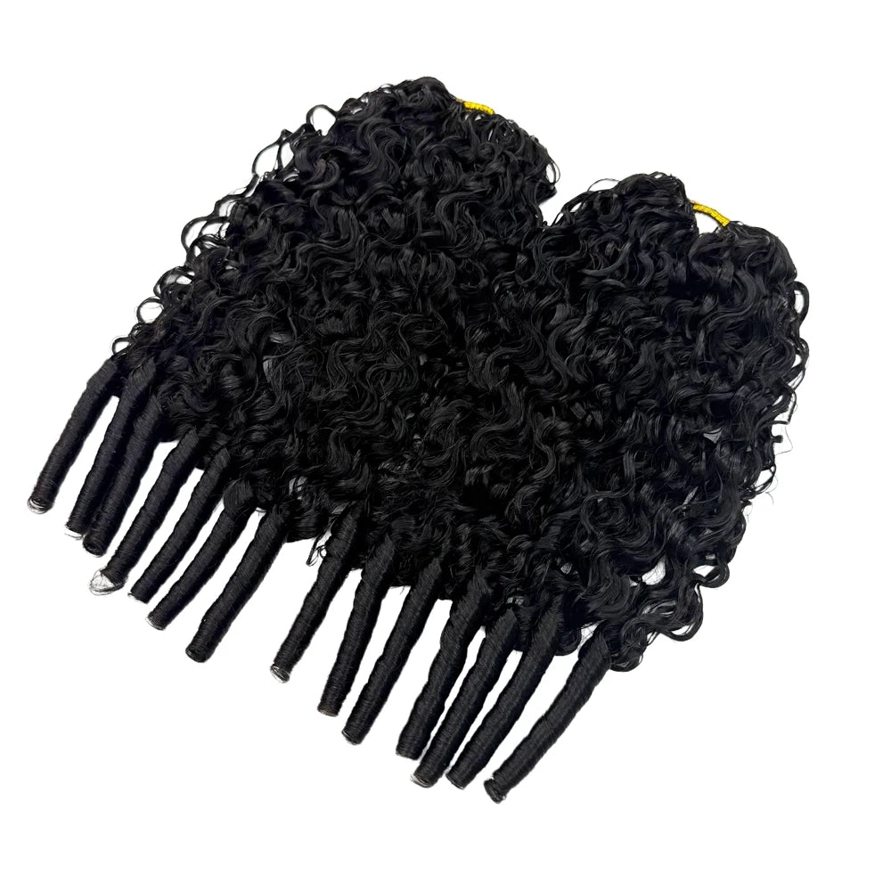Burmese Curly Feather Crochet Human Hair Extensions Pre Looped Pre Separated Knotless Hair For Braiding