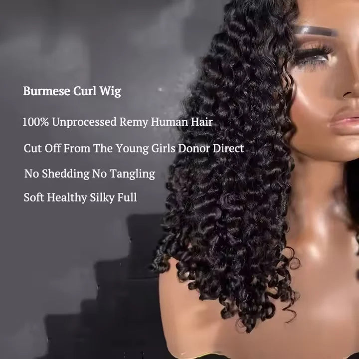 Afro Kinky Curly Human Hair Headband Wig — Glueless 3-in-1 Half Wig, 300% Density