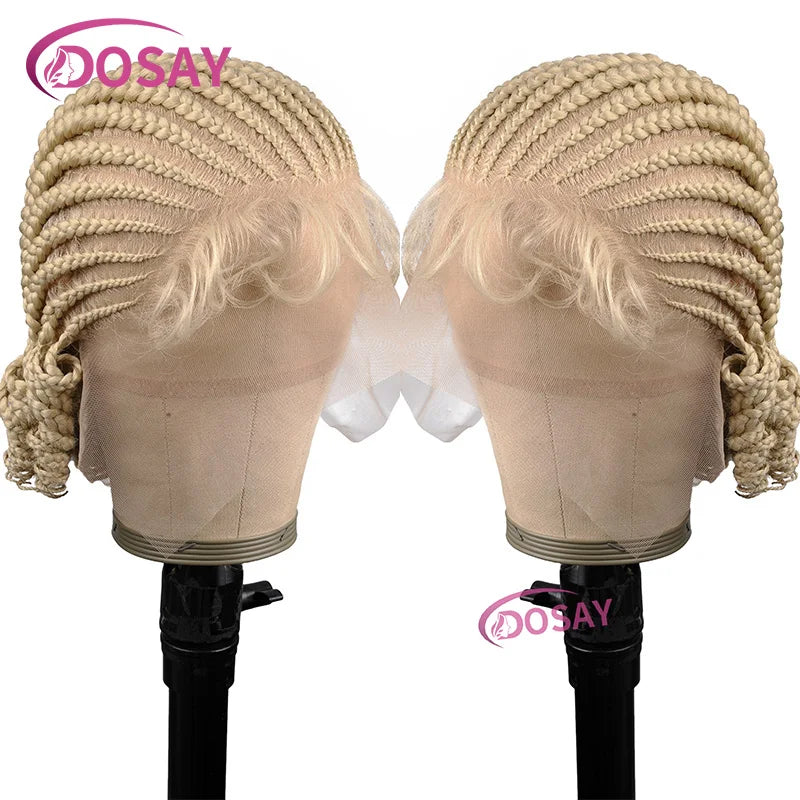 8 Inch Synthetic Short Bob Cornrow Braided Wig with Baby Hair, Knotless Box Braids