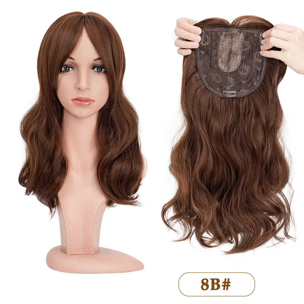 18'' Body Wave Hair Toppers Bangs Synthetic Hairpieces Adding Volume Long Layered