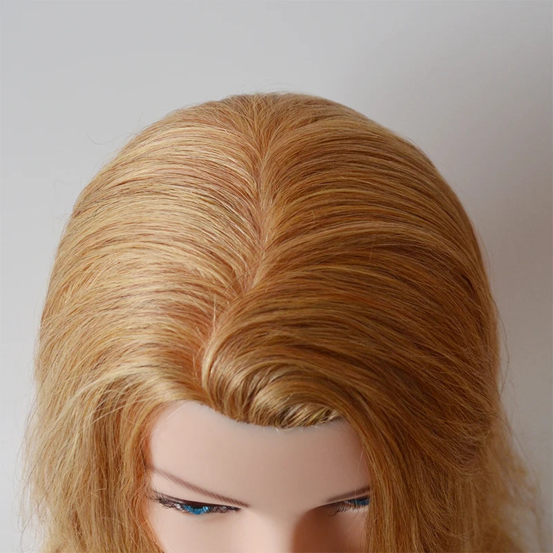 Mannequin Training Head with Real Natural Human Hair, Blonde, 24 Inch, with Shoulder