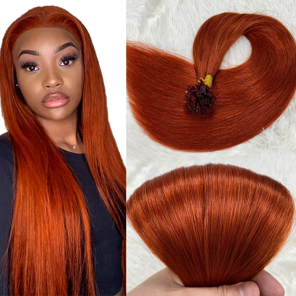 Human Hair Flat Tip Extension Remy Hair18-30inch Real Silky Straight Black Brown