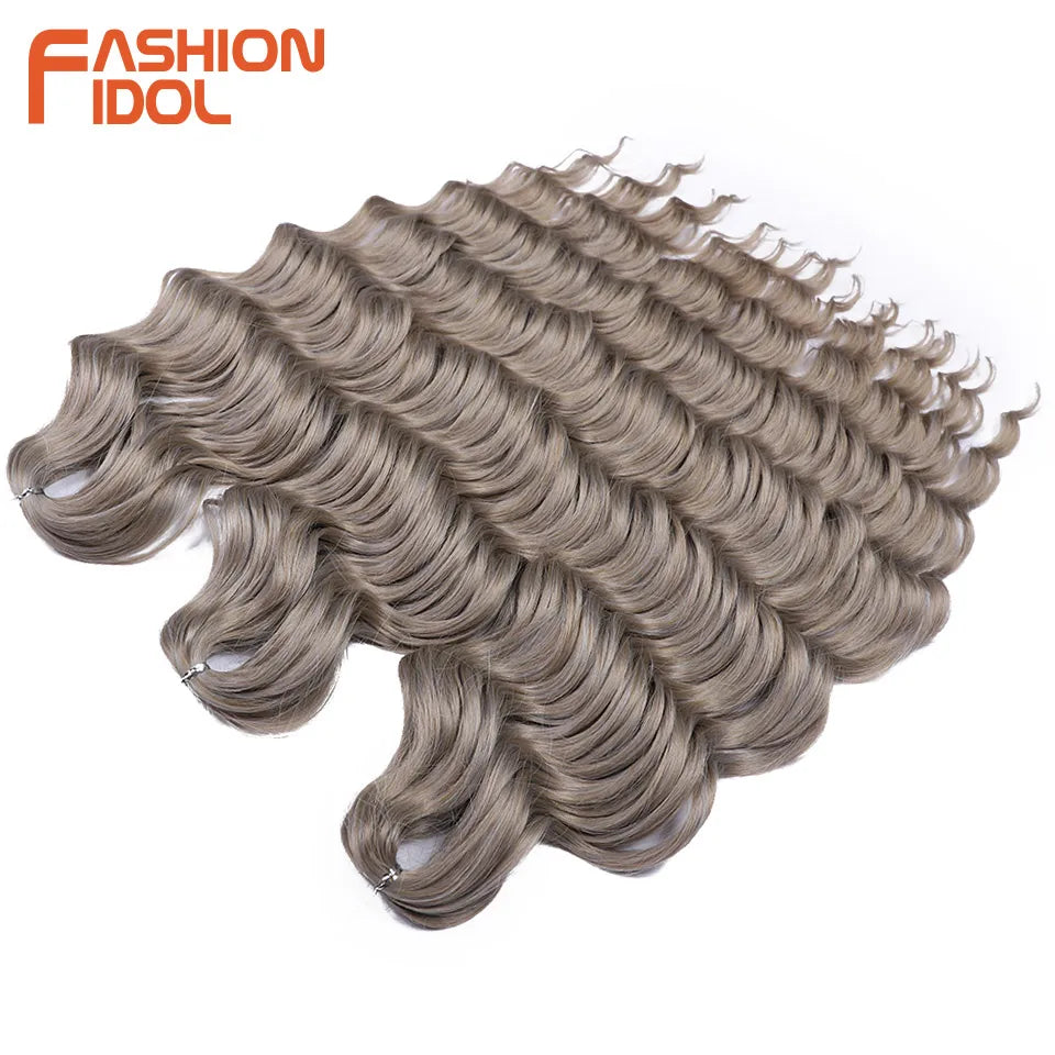 Loose Deep Wave Synthetic Braiding Hair Extensions - 24 Inch Water Wave, Ombre Blonde Twist Crochet