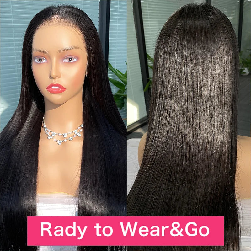 Wear Go Glueless Human Hair Wigs Pre Plucked Brazilian Straight, 13x4 HD