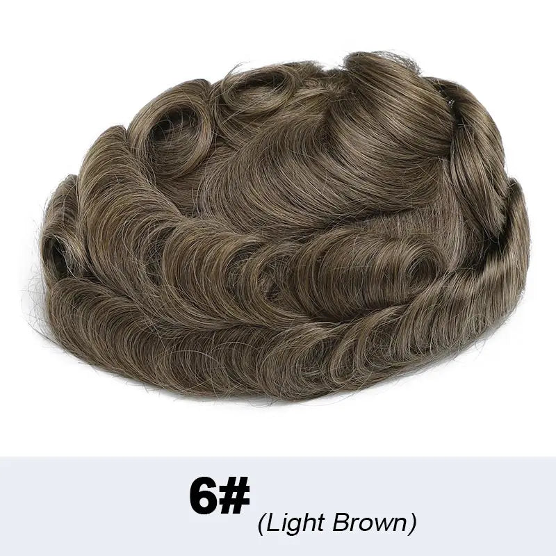 Pre-Styled Skin Toupee for Men, Knotless Hair System, Pre-Cut