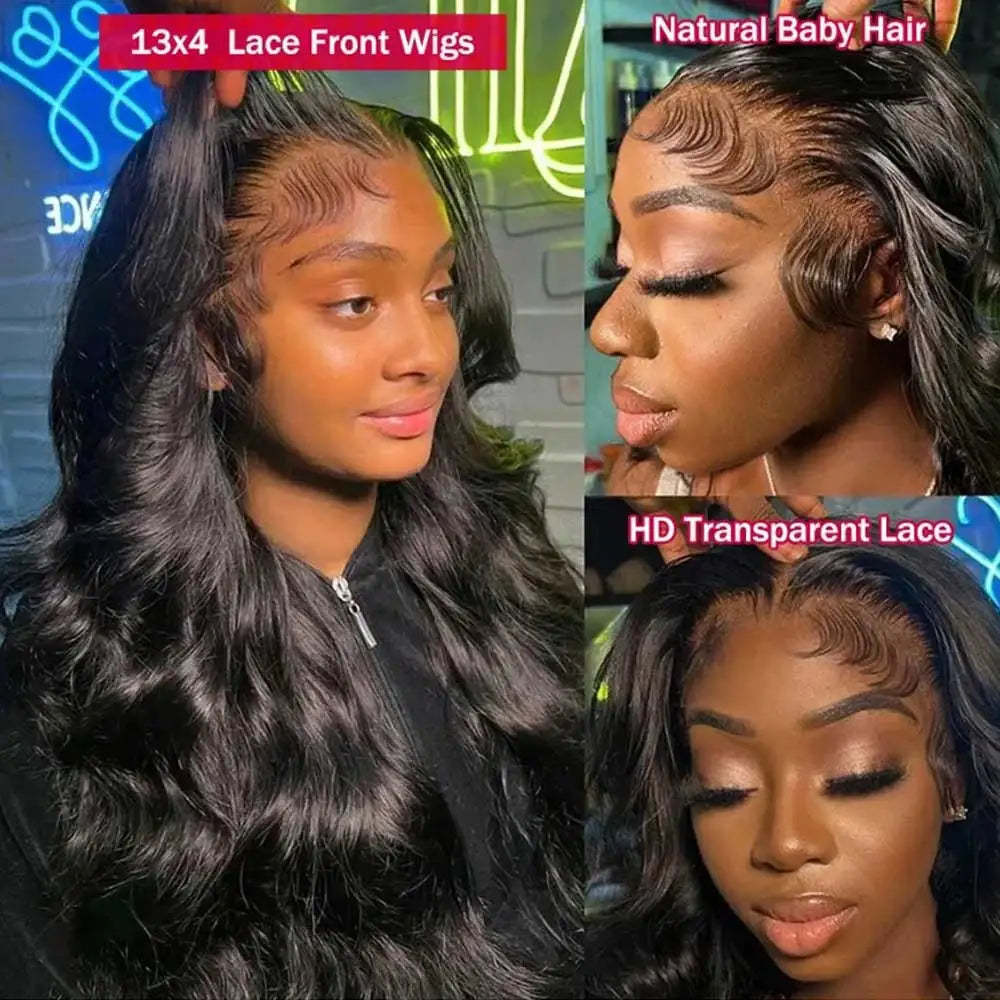 13x6 Lace Front Wigs Human Hair Density HD Body Wave Frontal Glueless