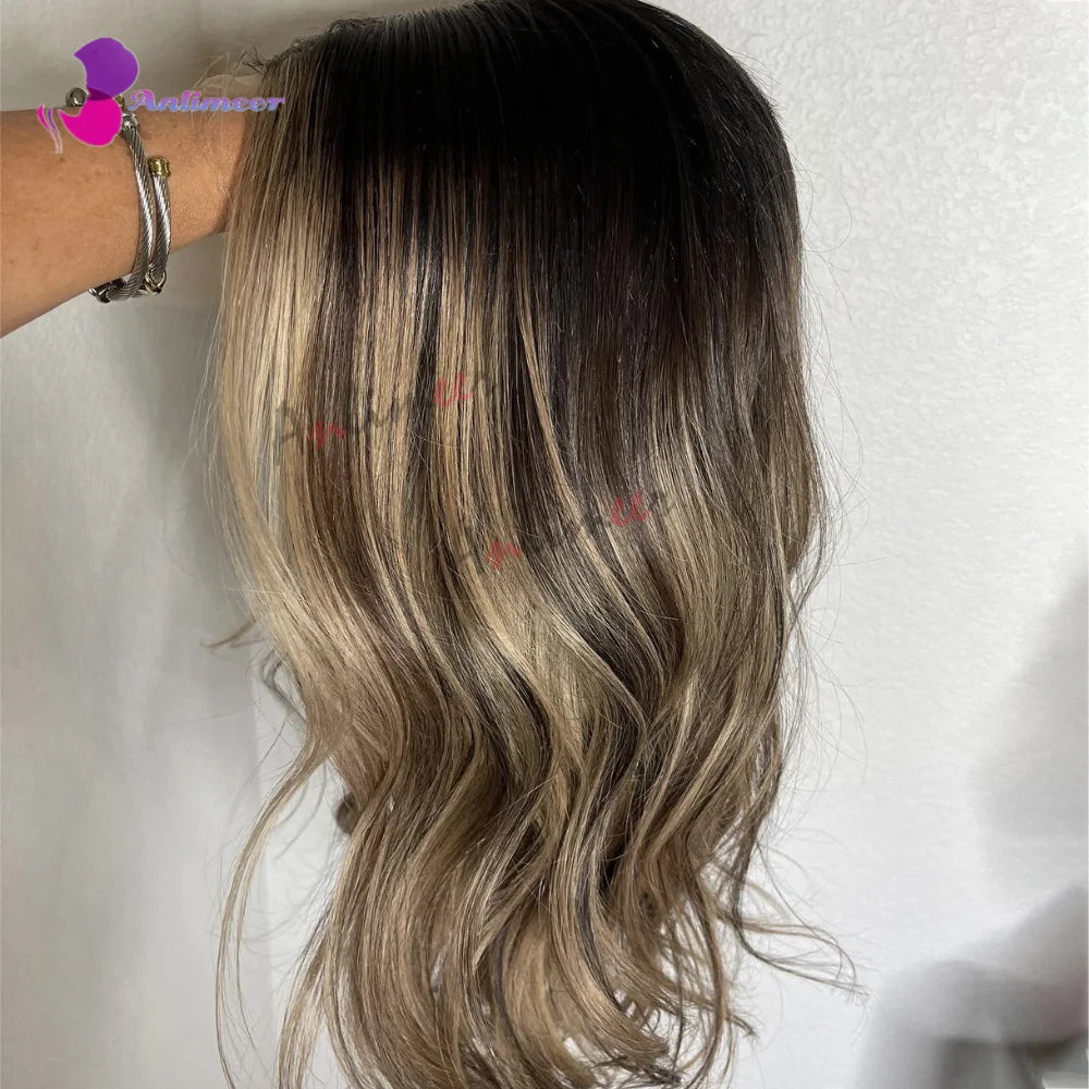 Human Lace Front Wigs Pre Plucked Bleached Knots Highlight Light Blonde Colored