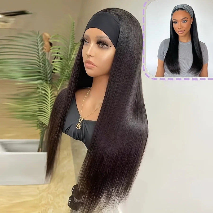 Deep Wave Curly Human Hair Wig Full Machine Made Half Headband