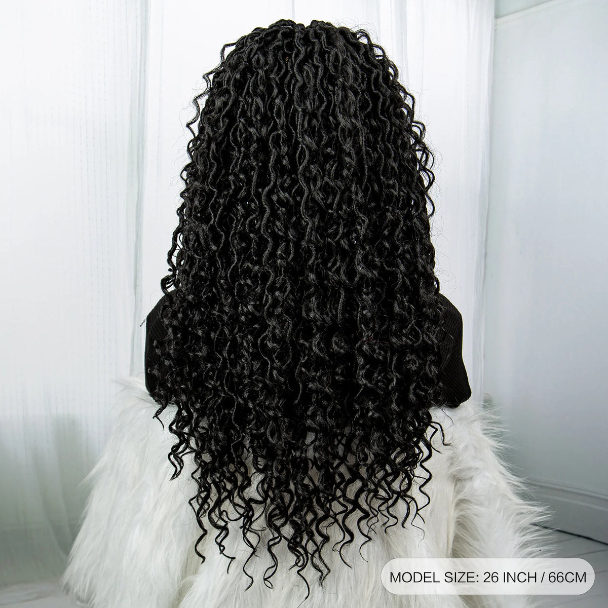 Faux Locs Braided Wigs Synthetic Dreadlock Curly Ends 26inch Lace Front Knotless