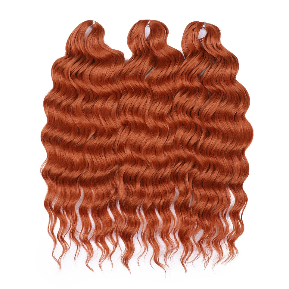 Loose Deep Wave Synthetic Braiding Hair Extensions - 24 Inch Water Wave, Ombre Blonde Twist Crochet
