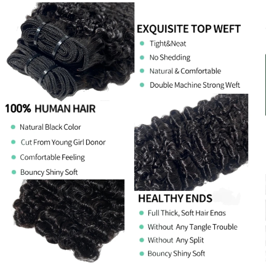 3C4A Burmese Curly Virgin Human Hair Bundles for Full Head