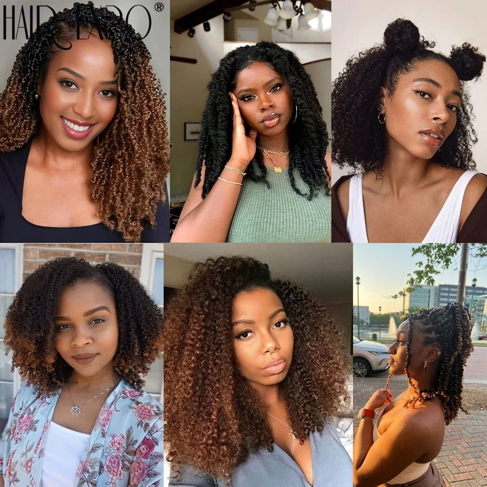 Afro Kinky Curly Bulk Crochet Hair Synthetic Marley Twist Braiding Extensions Ombre
