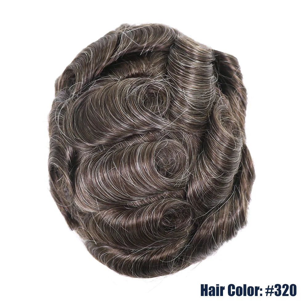 Lace Front & PU Toupee Natural Hairline Hair Prosthesis Human Replacement System