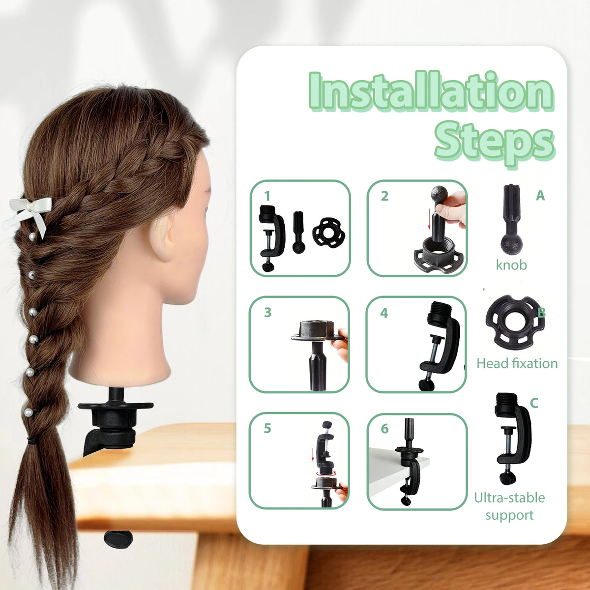 Mannequin Head with 100% Real Human Hair for Cosmetology Hairstyle Practice