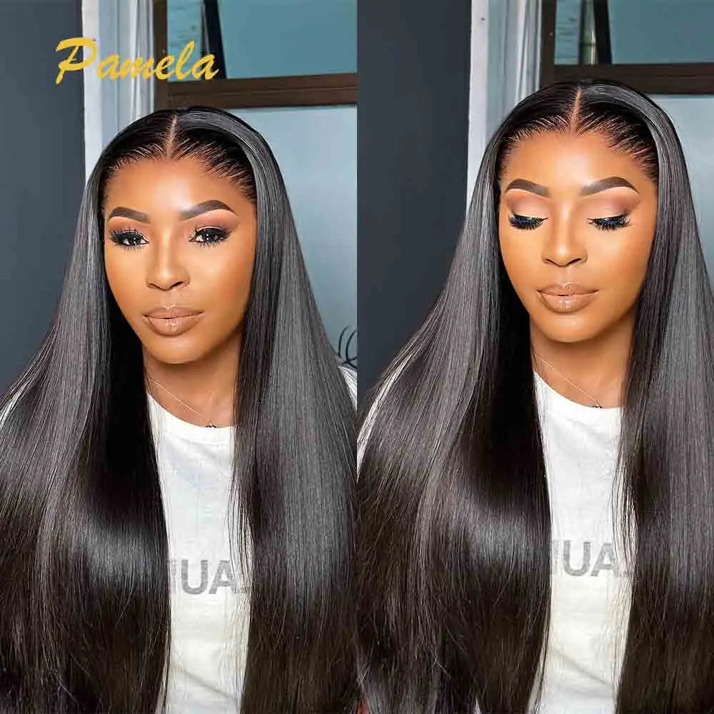 Density 13x6 HD Lace Frontal Wig Bone Straight Front Human Hair Double