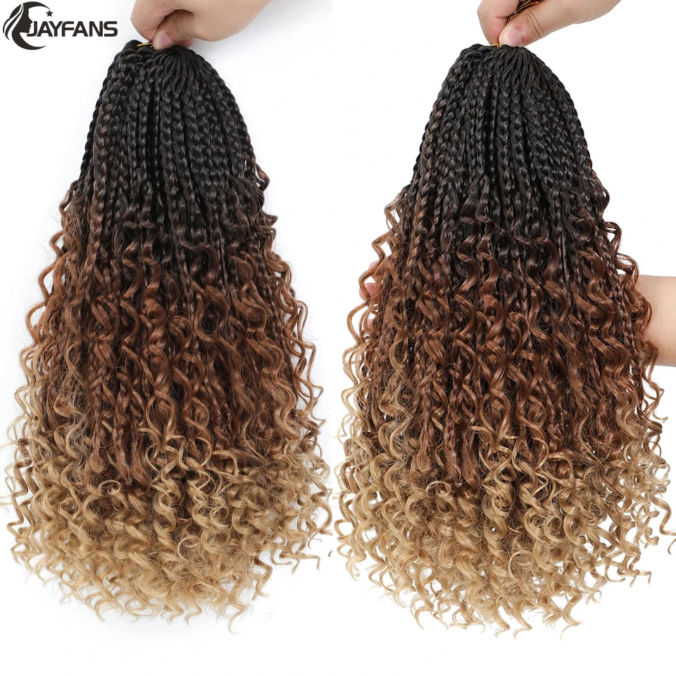 Boho Box Braids Crochet Synthetic Hair Goddess Curly Ends Bohomian