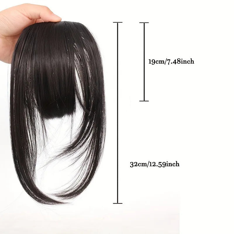 Synthetic Hair Clip-In Bangs Cut Wispy Fringe with Sideburns Dark Brown Natural Look Daily Party Wear