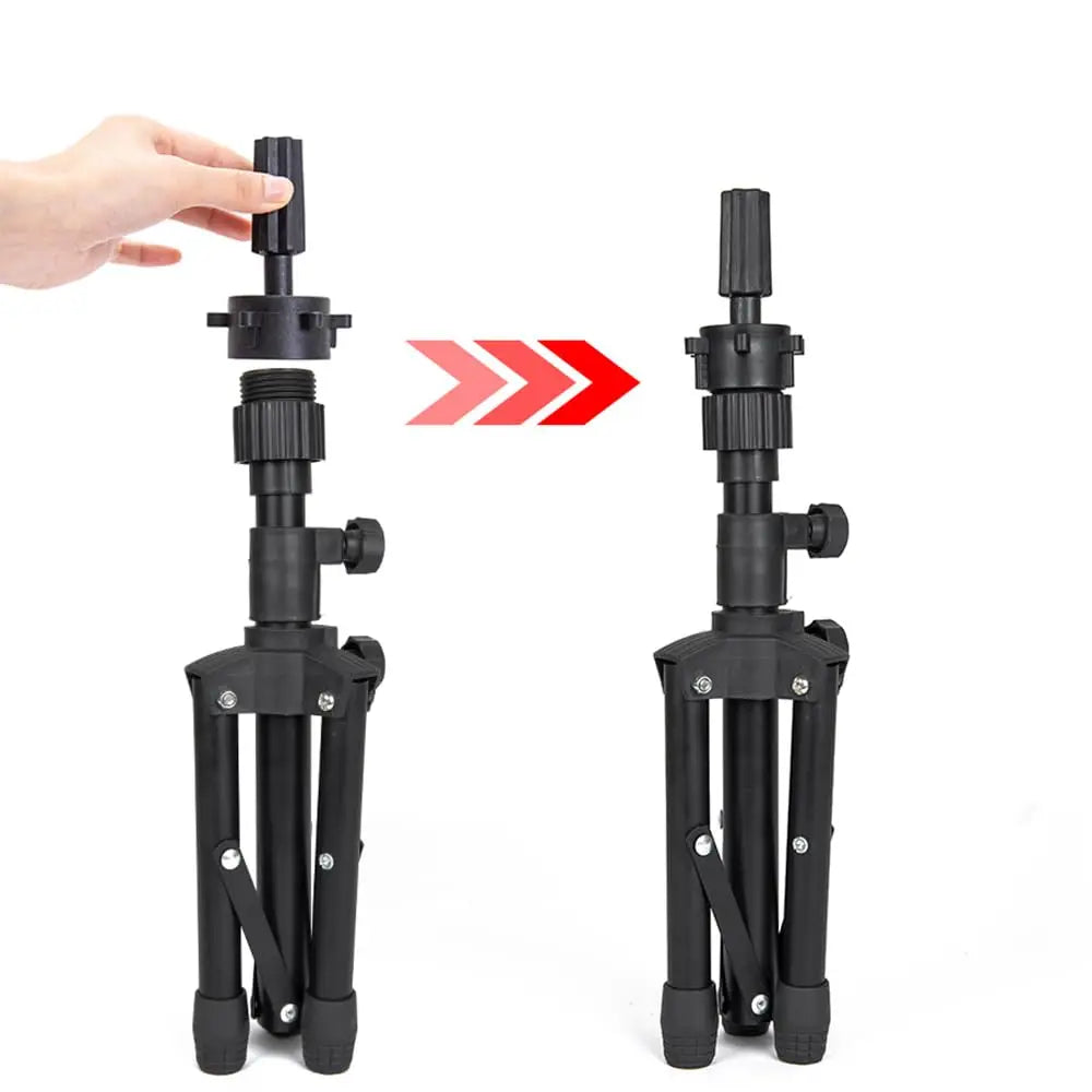 Mini Adjustable Wig Stand Tripod Metal Holder Mannequin Head Canvas Foam Hairdresser