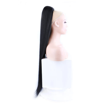 30 Inch Long Straight Ponytail Synthetic Drawstring Ponytail Chip-In Hair Extension Straight Pony Tail Fake Hairpiece