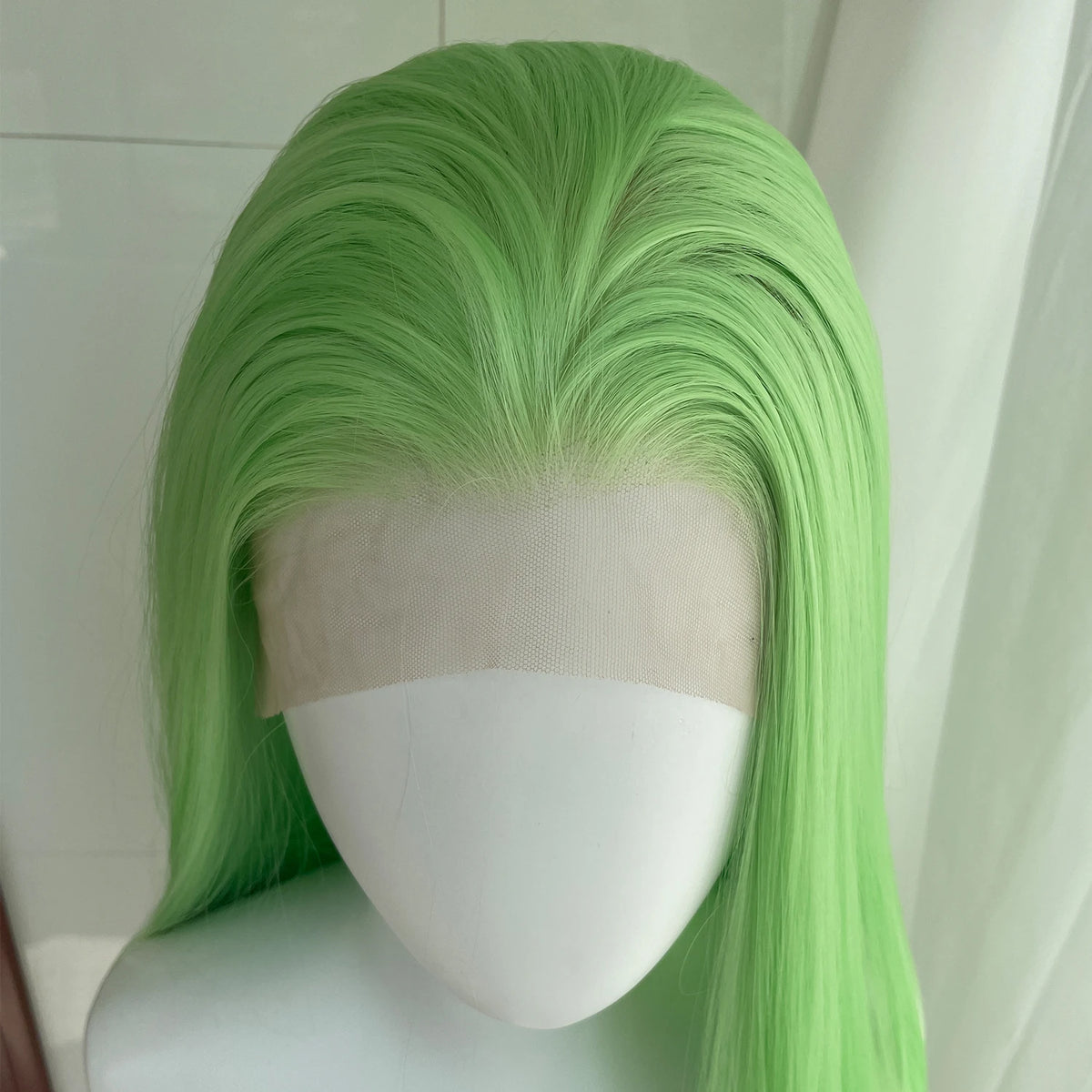 Light Green 13x4 Synthetic Lace Front Wig Long Straight Glueless Heat Resistant