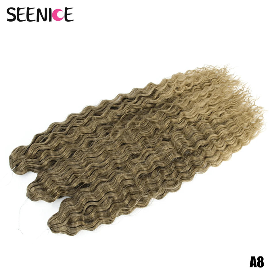 African Curls Synthetic Water Wave Twist Crochet Braiding Hair, Afro Curl, Ombre Blonde Pink Deep Wave