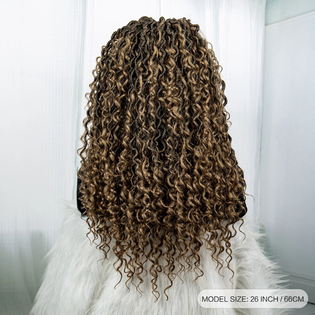 Faux Locs Braided Wigs Synthetic Dreadlock Curly Ends 26inch Lace Front Knotless
