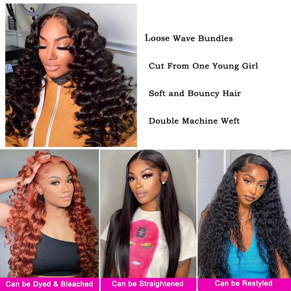 Loose Wave Bundle Human Hair Weave Unprocessed Virgin Wavy Weft Big Spiral