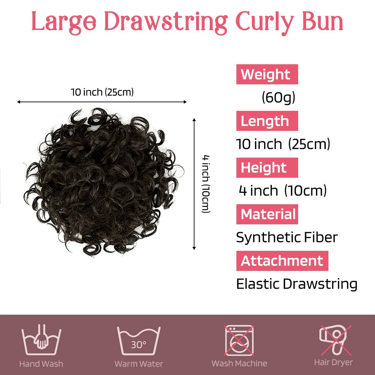 Synthetic Curly Bun Drawstring Ponytail Hair Piece