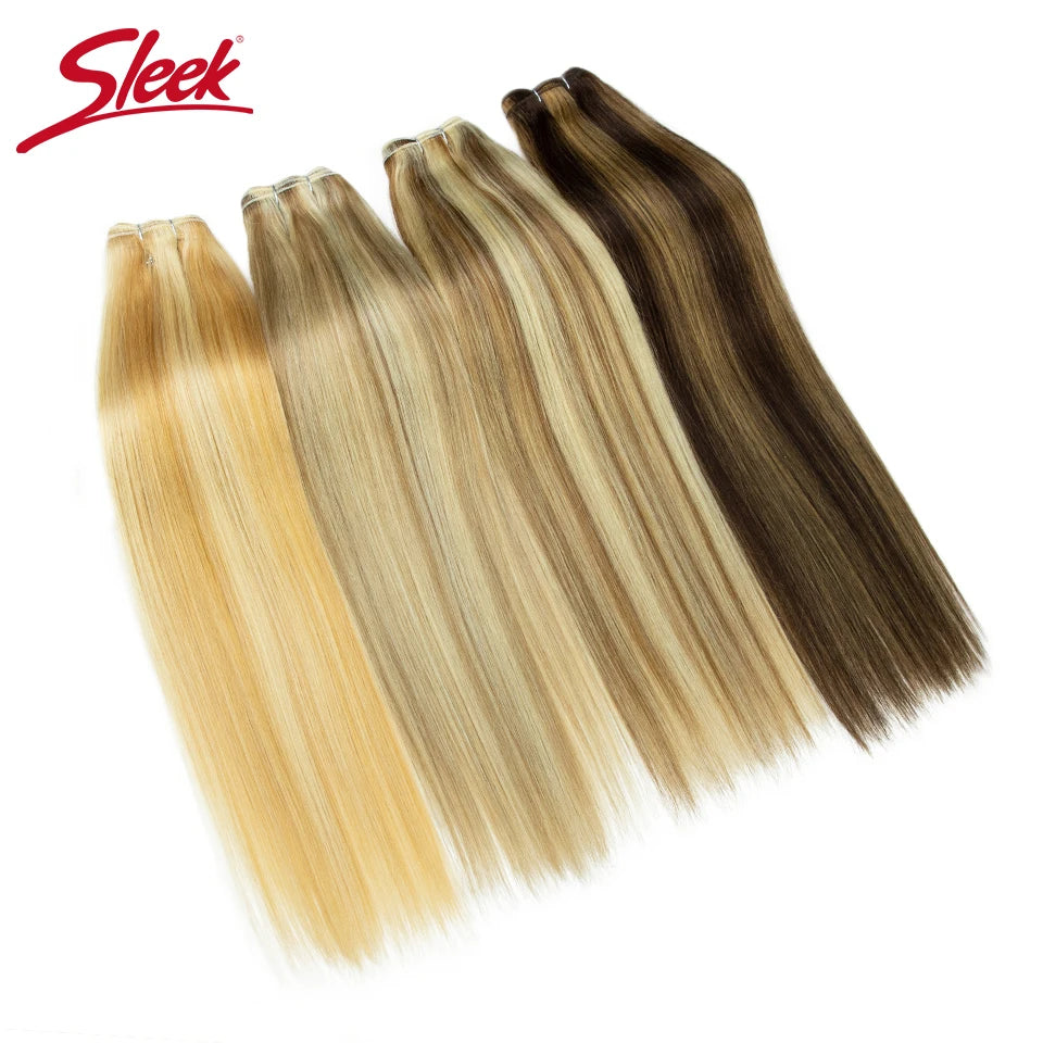 Sleek Peruvian Straight Human Hair Double Drawn Natural Weave Bundles Brown Remy