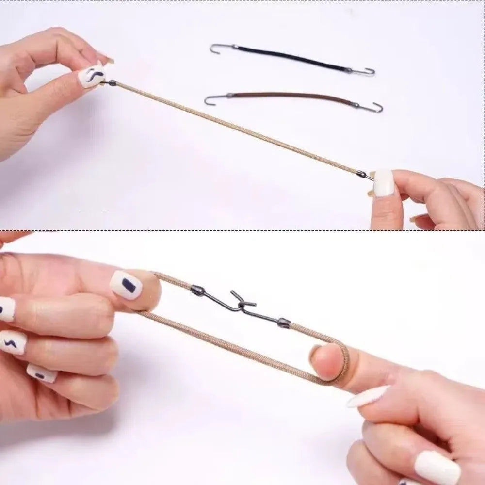Trendy Double Hooks Hair Band Rubber Elastic Designed Hairtie Ponytail Headwear Accessory
