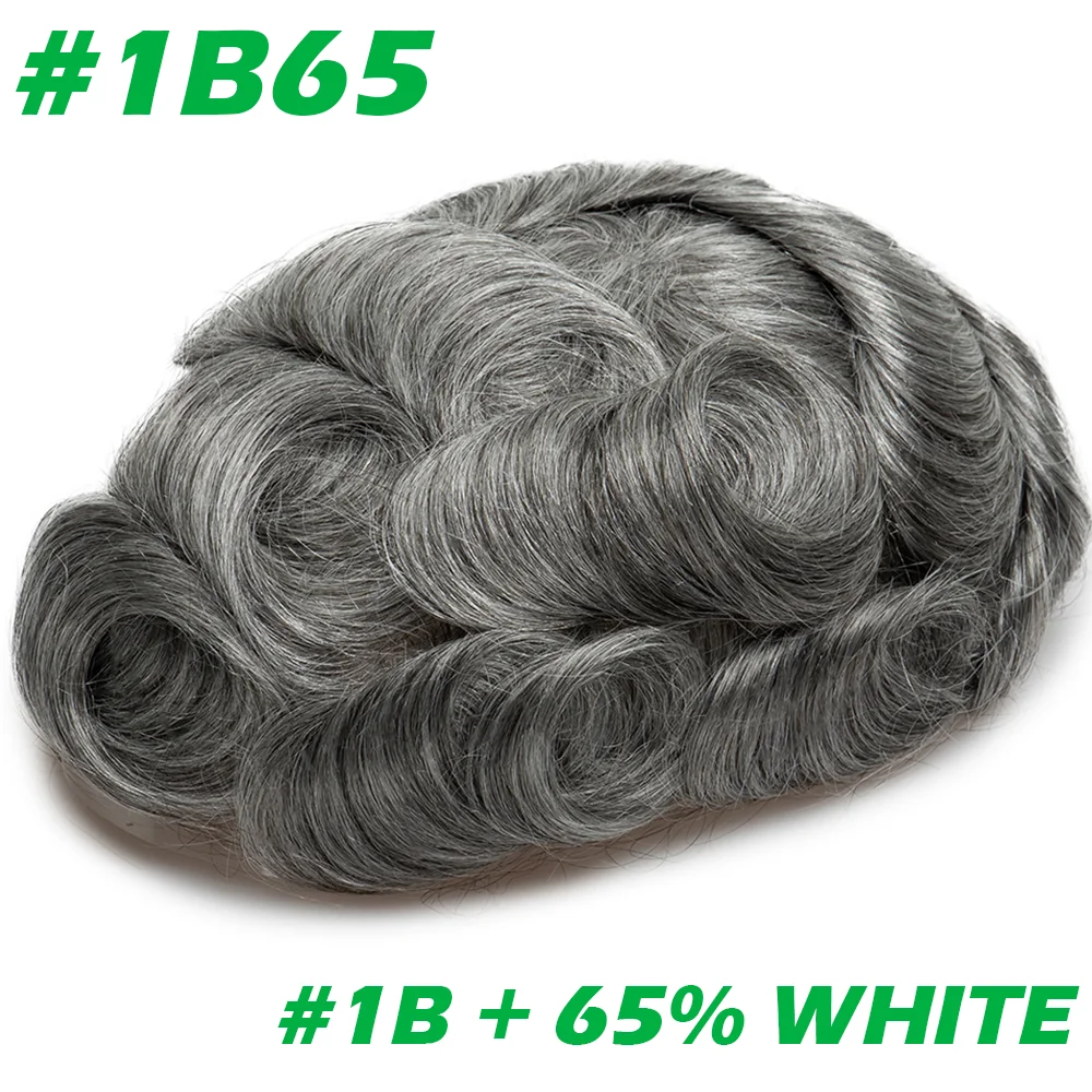 Lace with PU Men Toupee Hair Prosthesis Breathable Natural Human Hair Toupee Wig