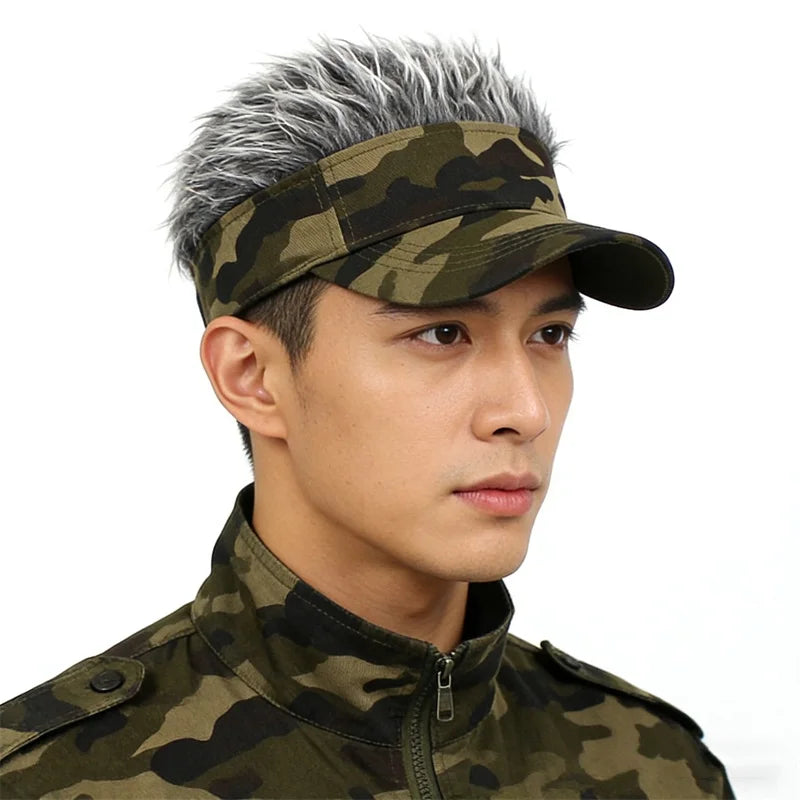 Synthetic Spiked Hair Wig Golf Baseball Cap Fake Short Sports Hat Outdoor