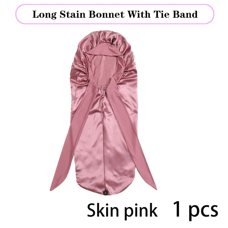 Soft Silky Long Satin Bonnet Natural Hair Curly Extra Large Size Cap