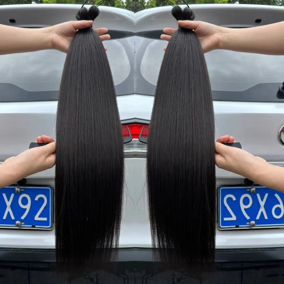 300G Straight Pony Hair Bundles Crochet Braids Synthetic Braiding Ombre Brown Soft