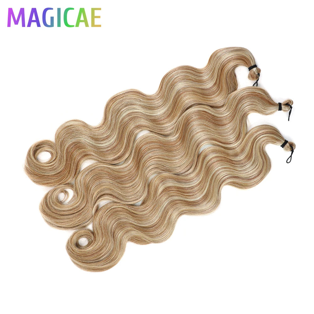 300G 26Inch Ombre Grey Crochet Braids Body Wave Light Brown Highlight Sp4/27/613