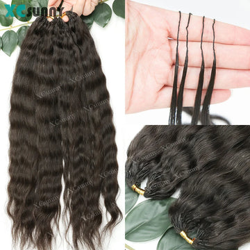 Wet Wavy Feather Crochet Human Hair Bundles Pre Separated Miracle Knots Extensions